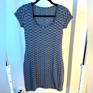 Gray Patterned Short Sleeve Dress